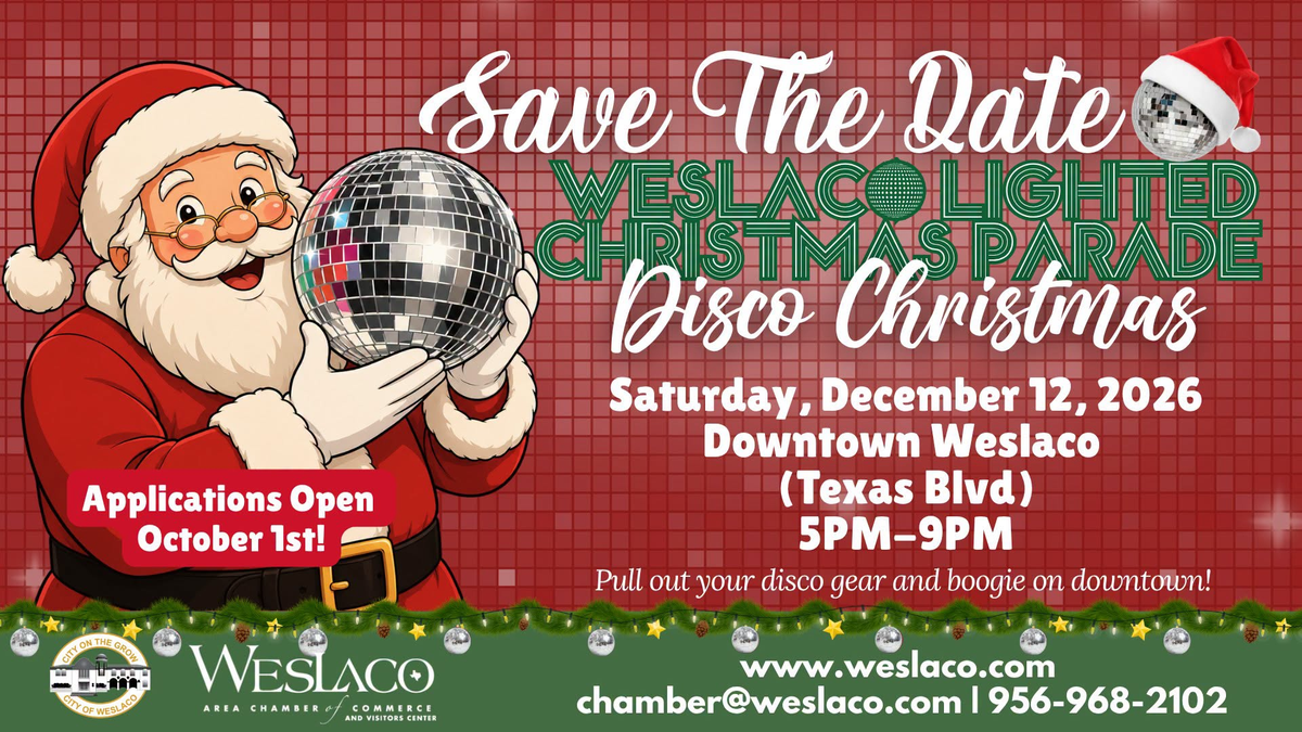 Flyer for Weslaco Christmas Tree Lighting in Weslaco, TX on Friday, November 20, 2026