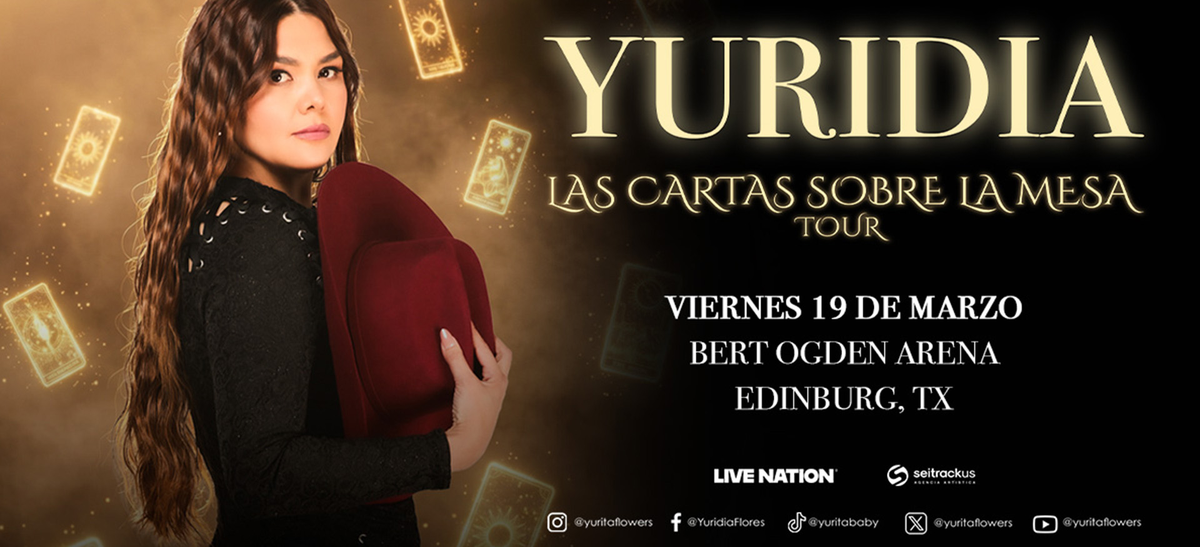 Flyer for Yuridia at Bert Ogden Arena in Edinburg, TX on Friday, March 19, 2027